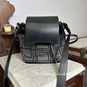 Christian Louboutin Black Studded Leather Shoulder Bag